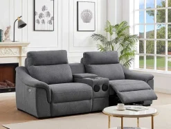 Vente-unique Elektrische Relaxbanken-Elektrische Tweezits-Relaxzitsbank Van Grijze Stof Vereto