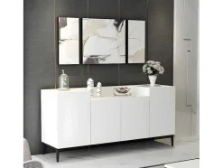 Homemania Buffetkast-Ellaria Multifunctioneel Kabinet, Wit, Zwart, 160X42X75 Cm, Epikasa