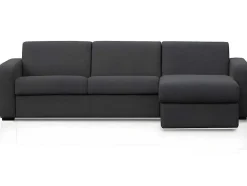 Vente-unique Slaapbank Met Matras-Express Hoekbedbank Flavien - Omkeerbare Hoek - Van Stof - Antraciet