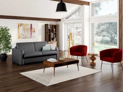 Vente-unique Slaapbank Met Matras-Express 3-Zits Bedbank Van Leer Bevis - Grijs