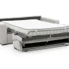 Vente-unique Slaapbank Met Matras-Express-Driezitsslaapbank Van Beige Ribfluweel - Bed Met Brede Latten 140 Cm - Matras 18 Cm - Mondovi