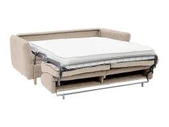 Vente-unique Speciale Modellen Zitbanken & Fauteuils-Express-Driezitsslaapbank Van Beige Stof - Bed Met Brede Latten 140 Cm - Matras 14 Cm Arcadia