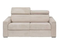 Vente-unique Speciale Modellen Zitbanken & Fauteuils-Express-Driezitsslaapbank Van Beige Ribfluweel - Bed Met Brede Latten 140 Cm - Matras 18 Cm - Vizir