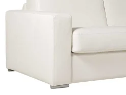 LINEA SOFA Zitbank-Express-Driezitsslaapbank Van 100% Wit Buffelleer, Matras 22 Cm Delectea Ii