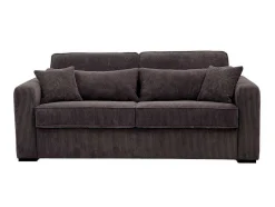 Vente-unique Slaapbank Met Matras-Express-Driezitsslaapbank Van Bruin Ribfluweel - Bed 140 Cm - Matras 18 Cm - Mondovi