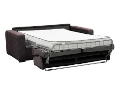 Vente-unique Slaapbank Met Matras-Express-Driezitsslaapbank Van Bruin Ribfluweel - Bed 140 Cm - Matras 18 Cm - Mondovi