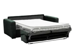 Vente-unique Slaapbank Met Matras-Express-Vierzitsslaapbank Van Groen Ribfluweel - Bed Met Brede Latten 160 Cm - Matras 18 Cm - Mondovi