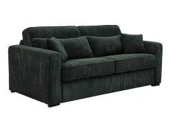 Vente-unique Slaapbank Met Matras-Express-Vierzitsslaapbank Van Groen Ribfluweel - Bed Met Brede Latten 160 Cm - Matras 18 Cm - Mondovi