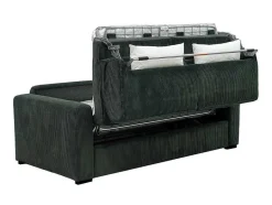 Vente-unique Slaapbank Met Matras-Express-Vierzitsslaapbank Van Groen Ribfluweel - Bed Met Brede Latten 160 Cm - Matras 18 Cm - Mondovi