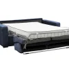 Vente-unique Slaapbank Met Matras-Express-Vierzitsslaapbank Van Blauw Ribfluweel - Bed 160 Cm - Matras 18 Cm - Mondovi