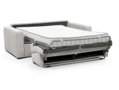 Vente-unique Slaapbank Met Matras-Express-Vierzitsslaapbank Van Beige Ribfluweel - Bed Met Brede Latten 160 Cm - Matras 18 Cm - Mondovi