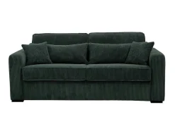 Vente-unique Slaapbank Met Matras-Express-Vierzitsslaapbank Van Groen Ribfluweel - Bed 160 Cm - Matras 18 Cm - Mondovi