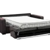 Vente-unique Slaapbank Met Matras-Express-Vierzitsslaapbank Van Bruin Ribfluweel - Bed 160 Cm - Matras 18 Cm - Mondovi
