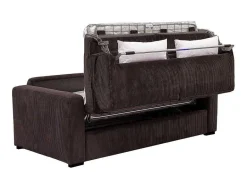 Vente-unique Slaapbank Met Matras-Express-Vierzitsslaapbank Van Bruin Ribfluweel - Bed 160 Cm - Matras 18 Cm - Mondovi