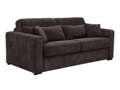 Vente-unique Slaapbank Met Matras-Express-Vierzitsslaapbank Van Bruin Ribfluweel - Bed 160 Cm - Matras 18 Cm - Mondovi
