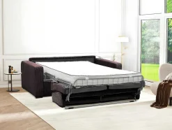 Vente-unique Slaapbank Met Matras-Express-Vierzitsslaapbank Van Bruin Ribfluweel - Bed 160 Cm - Matras 18 Cm - Mondovi