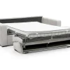 Vente-unique Slaapbank Met Matras-Express-Vierzitsslaapbank Van Beige Ribfluweel - Bed Met Brede Latten 160 Cm - Matras 14 Cm - Mondovi