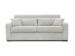 Vente-unique Slaapbank Met Matras-Express-Vierzitsslaapbank Van Beige Ribfluweel - Bed Met Brede Latten 160 Cm - Matras 14 Cm - Mondovi