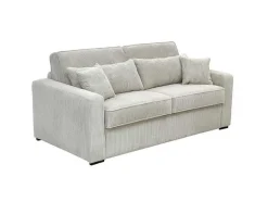 Vente-unique Slaapbank Met Matras-Express-Vierzitsslaapbank Van Beige Ribfluweel - Bed Met Brede Latten 160 Cm - Matras 14 Cm - Mondovi