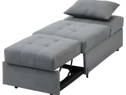 Vente-unique Uitklapbare Fauteuil-Fauteuil Aanpasbaar Van Stof Lesna - Grijs
