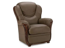 Vente-unique Fauteuil Leer-Fauteuil Adelaide - 100% Buffelleer - Taupe
