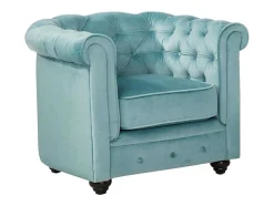 Vente-unique Fauteuil Stof-Fauteuil Chesterfield - Fluweel - Pastel Blauw