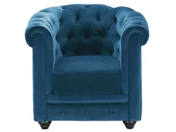 Vente-unique Fauteuil Stof-Fauteuil Chesterfield - Fluweel - Eend Blauw