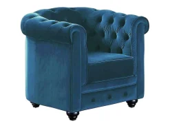 Vente-unique Fauteuil Stof-Fauteuil Chesterfield - Fluweel - Eend Blauw
