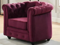 Vente-unique Fauteuil Stof-Fauteuil Chesterfield - Fluweel Paars