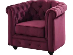 Vente-unique Fauteuil Stof-Fauteuil Chesterfield - Fluweel Paars
