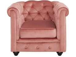 Vente-unique Fauteuil Stof-Fauteuil Chesterfield - Fluweel - Pastel Roze