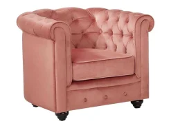 Vente-unique Fauteuil Stof-Fauteuil Chesterfield - Fluweel - Pastel Roze