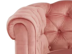 Vente-unique Fauteuil Stof-Fauteuil Chesterfield - Fluweel - Pastel Roze
