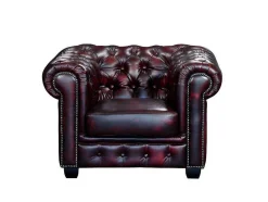 LINEA SOFA Fauteuil Leer-Fauteuil Chesterfield Brenton 100% Buffelleer - Cherry