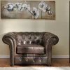 Vente-unique Fauteuil Leer-Fauteuil Chesterfield Clotaire Van 100% Leer Met Lived-In Aspect