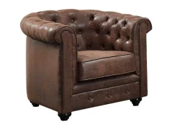 Vente-unique Aanbiedingen: Zitbank & Fauteuil-Fauteuil Chesterfield Van Microvezel Met Vintage Look
