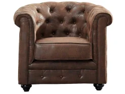 Vente-unique Aanbiedingen: Zitbank & Fauteuil-Fauteuil Chesterfield Van Microvezel Met Vintage Look