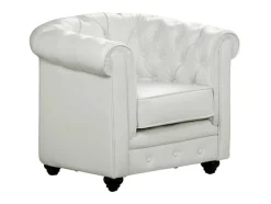 Vente-unique Fauteuil Kunstleer-Fauteuil Chesterfield Van Kunstleer - Wit