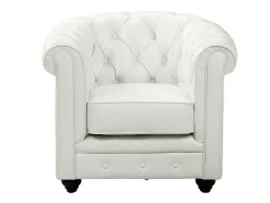 Vente-unique Fauteuil Kunstleer-Fauteuil Chesterfield Van Kunstleer - Wit
