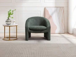 Vente-unique Fauteuil Stof Fluweel / Suedine-Fauteuil In Groen Ribfluweel Ossana