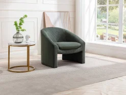 Vente-unique Fauteuil Stof Fluweel / Suedine-Fauteuil In Groen Ribfluweel Ossana