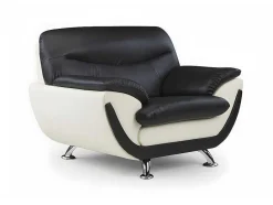 Vente-unique Fauteuil Kunstleer-Fauteuil Indice Van Kunstleer - Tweekleurig Zwart En Wit