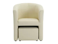Vente-unique Fauteuil Met Holle Rugleuning-Fauteuil Met Holle Rugleuning En Poef In Beige Kunstleer Jovana