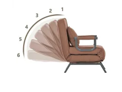 ModernLuxe Uitklapbare Fauteuil-Fauteuil Met Kussen En Verstelbare Rugleuning - Om Te Bouwen Tot Fauteuil - Linnen Stof - Bruin