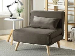 Vente-unique Uitklapbare Fauteuil-Fauteuil Posio - Bedbank Van Stof - Taupe