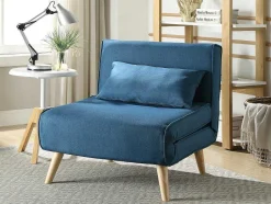 Vente-unique Uitklapbare Fauteuil-Fauteuil Posio - Bedbank Van Stof - Blauw