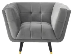Vente-unique Fauteuil Stof-Fauteuil Samantha Ii Van Fluweel - Grijs