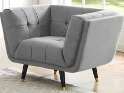Vente-unique Fauteuil Stof-Fauteuil Samantha Ii Van Fluweel - Grijs