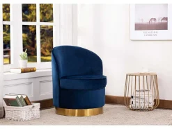 Vente-unique Fauteuil Stof Fluweel / Suedine-Fauteuil Sanela Van Fluweel - Nachtblauw