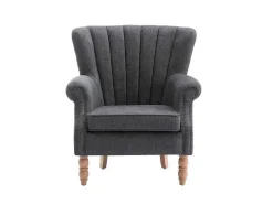 Vente-unique Fauteuil Stof-Fauteuil Van Antracietkleurige Stof Met Klinknagels Batoumi